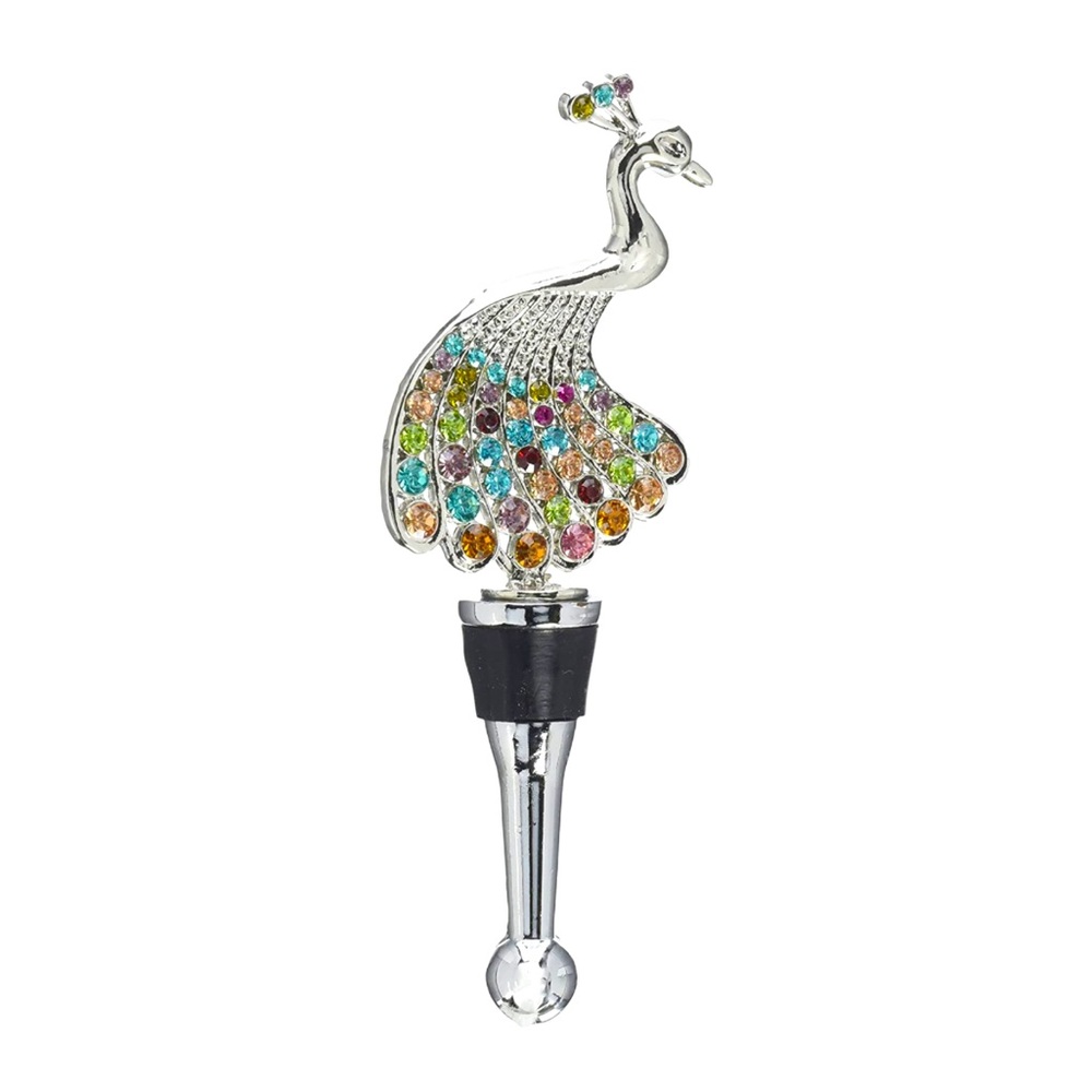 LS Arts Peacock with Stones Bottle Wine Stopper, Multicolor (BS-475)